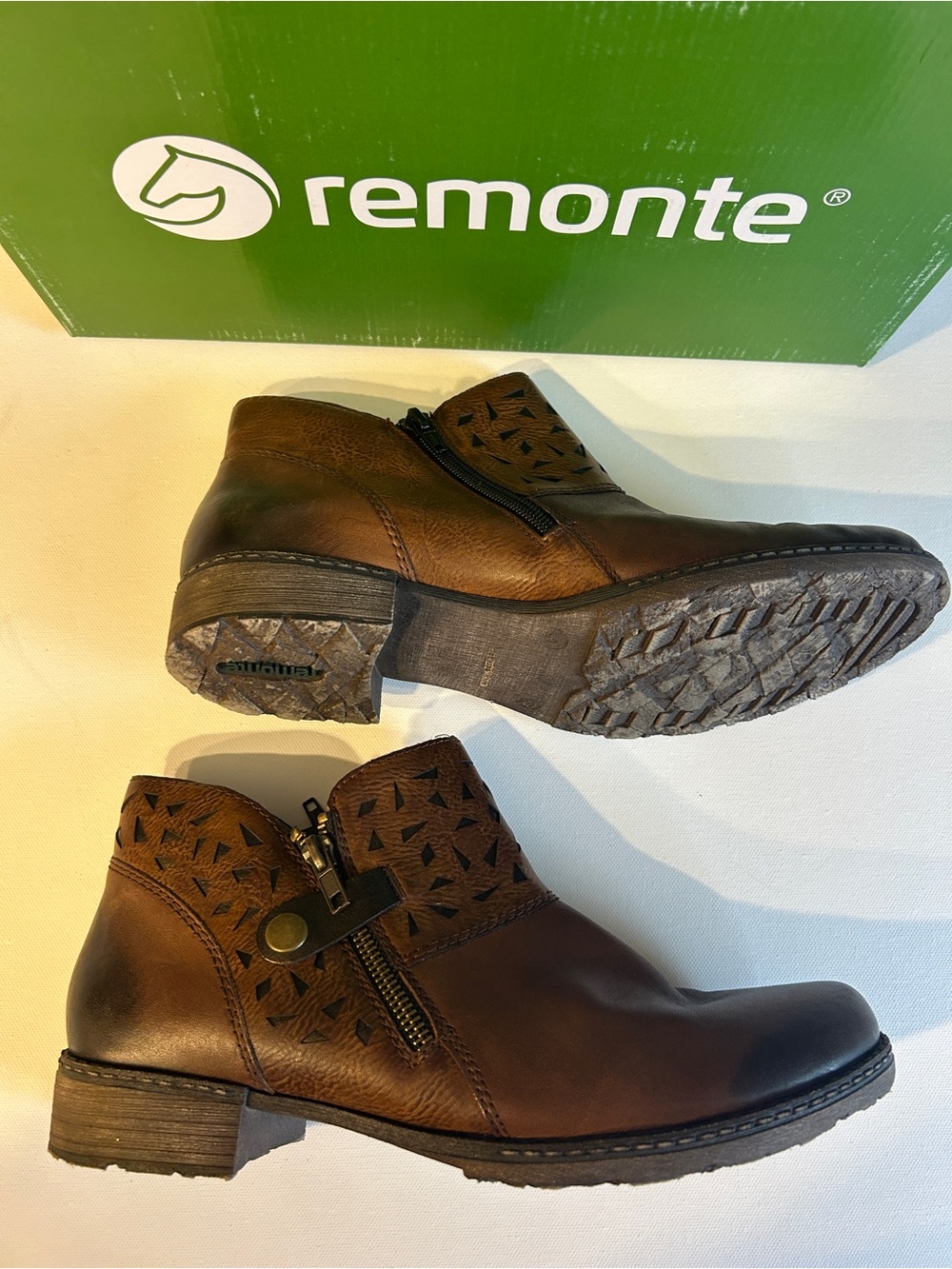 Remonte D4360-25 Brown Leather Ankle Boots Women’s US 9.5 EU 41 Comfort Booties - Picture 3 of 7